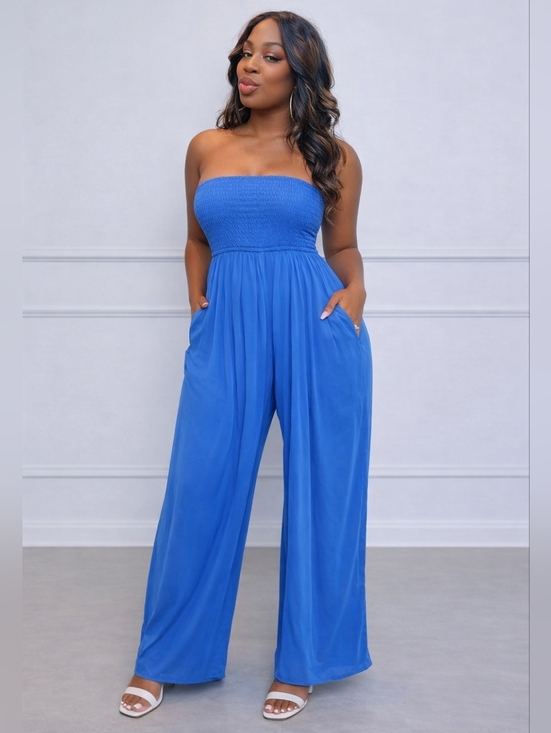 Exquizite Boutique Pants - Women's Blue Halter Jumpsuit. PRICE IS FIRM!!